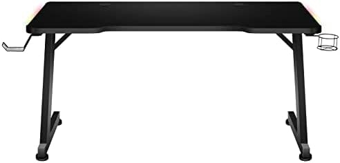 huzaro Hero 2.5 | RGB-Beleuchtung LED PC Tisch Gaming Schreibtisch Computertisch | Getränkehalter Kopfhörerhalter | USB-Ladeanschluss | Homeoffice Gamer | Carbon Tischplatte | 120x60cm | Schwarz