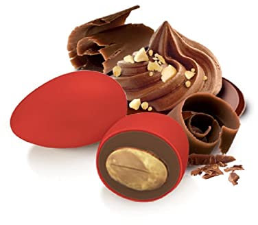 CONFETTI PAPA CIOCCOGOLOSONE ROSSO Confezione da 1 KG | Mandorla tostata ricoperta di cioccolato al latte e gianduia, confettata