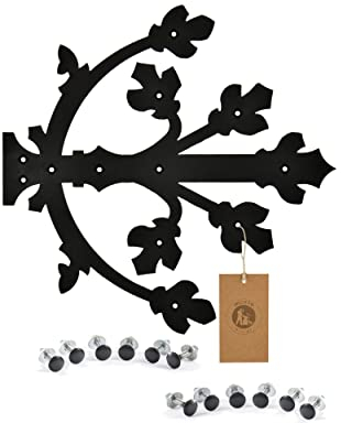 MORIA DESIGN Dekorative Kreuzgehänge 450 x 445 x 3 mm | Scharnier Attrappen für Tore, rustikale Holztüren, Holztore, Gartentore, Gartenarchitektur | Pulverbeschichtet | Schwarz