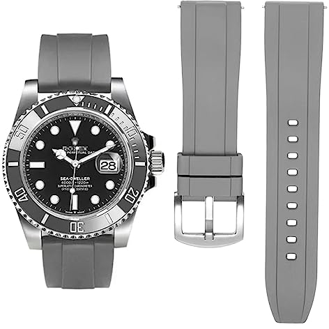 AIYIRUO FKM Gummi Uhrenarmbänder Kautschuk Fluorkautschuk armband 19mm 20mm 21mm 22mm Weich und langlebig Schnellverschluss Uhrenarmbänder Ersatzarmband Kompatibel mit Omega,