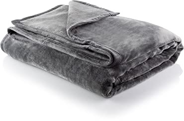 Minky Super Soft Luxury Throw Blanket - Machine Washable Blankets, Multipurpose, Plush Lightweight Throw for Sofa, Bed & Couch, Bedroom Accessories, Single 180cm x 135cm (Grey)