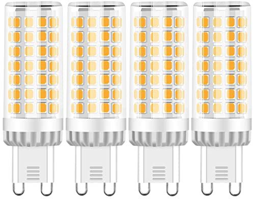 G9 LED Lampe 9W, 750LM, Warmweiß 3000K, Ersatz 50W-80W G9 Halogenlampe, G9 Sockel, Kein Flackern, Nicht Dimmbar, G9 Glühbirnen für Kronleuchter, Deckenleuchten, Wandleuchten, AC 220-240V, 4er Pack