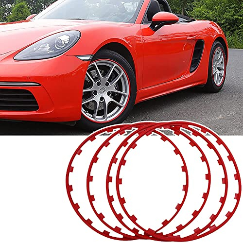 Auto Rad schutzring Reifen Felgenschutz 40,6–50,8 Cm Durchmesser, Radnaben-Felgenkantenschutz, Zierstreifen, Alu-Auto-Felgen-Kantenschutz, 4er-Set, Passend For Alle Modelle ( Color : Red , Size : 19in