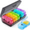 AUVON Tablettenbox 7 Tage Morgens Abends, Pillendose, 2 Fächer, handlicher und feuchtigkeitsbeständiger Medikamentenbox für die Hand- oder Hosentasche, um Medikamente aufzubewahren (Regenbogen)