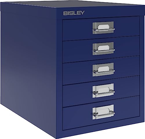 BISLEY Schubladenschrank aus Metall für DIN A4 in oxfordblau Schrank mit 5 Schubladen Büroschrank Werkzeugschrank