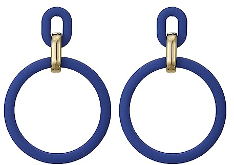 SIXDUTON Neon Creolen für Damen, Acryl Ohrringe Retro 80er 90er Jahre, Übertriebene Creolen für Kostüm Party Halloween, Accessoires Schmuck Zubehör (Königsblau)