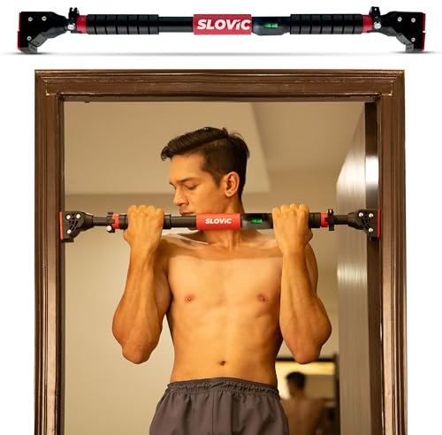 Door Pull Up Bar for Home Workout by SLOVIC (Load Capacity: 200 KG) Wall Mounted Pullup Bar At Home Non Slip Pull Up Rod & Chin Up Bar For Home with Adjustable Length 72 to 110cm