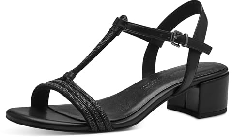 MARCO TOZZI Damen Sandalen mit Absatz mit Verstellbarem Riemen Glitzer