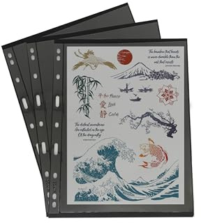 PCCB MINGT 10 Stück Standard 9-Loch Schwarze Doppelseitige Album-Innenseiten Briefmarken- und Banknotensammlungs-Album-Einlagen für Münzsammeln und Zubehör (Einzelne Tasche)