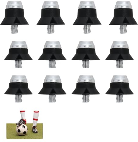 Football Boot Replacement Studs - 12PCS Metal Tipped Plastic Rugby Studs for Boys and Adult Shoes, 2 Sizes, Black