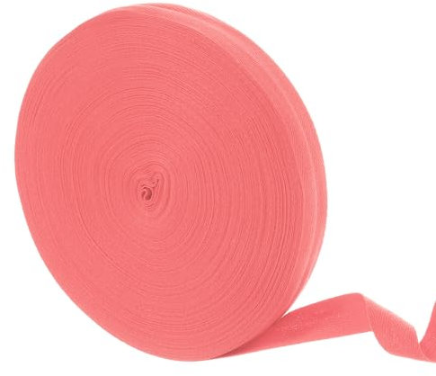 sourcing map 45,7 m Baumwoll-Twill-Klebeband, 25 mm Fischgrätenmuster, Schrägband zum Nähen von Kleidung, DIY, Basteln (Rosa-Rot)