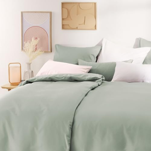 Blumtal Mako Satin Bettwäsche 200x200 Baumwolle Grün - Bettdeckenbezug mit frei wählbaren Kissenbezug - individuell anpassbares Bettwäsche-Set aus 100% Baumwolle - Oeko Tex Zertifiziert
