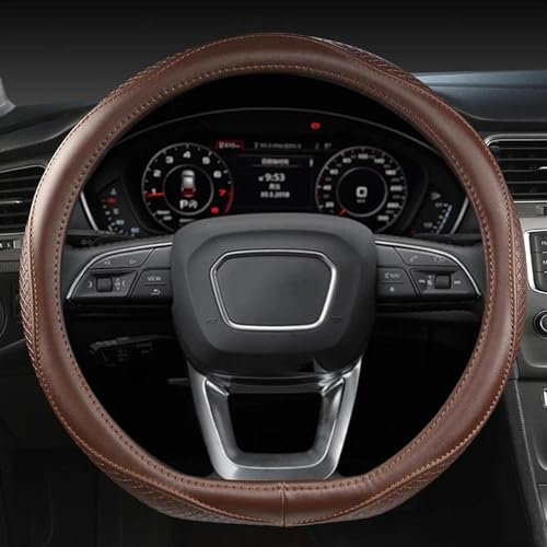 Internes Zubehör Echtes Leder Sport 38 cm Auto Lenkrad Abdeckung Nicht-Slip Für Audi A1 8X A2 A3 Q3 Q5 Q2 A4 A5 A6 Für Avant (Color : Coffee D Shape)