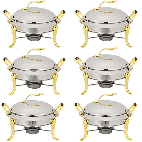 3L Chafing Dish Set - Full Size Stainless Steel Round Buffet Server With Pans, Lid And Fuel Holders For Catering Party Wedding Dinner Food Warmer - Pack Of 2, 3, 4, 6, Ideal For Large Gatherings
