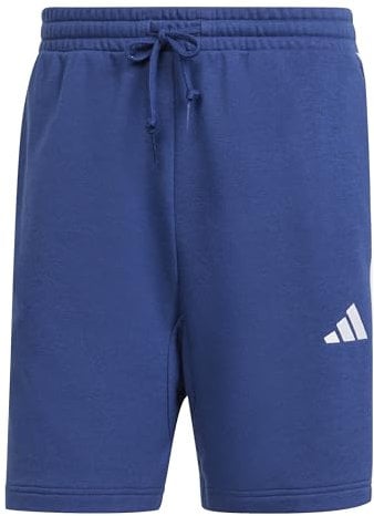 adidas Hombre Essential Three Stripes French Terry Short, Dark Blue/White, L