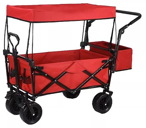 CCYENG Trolley Cart Klappwagen Tragbarer Verstellbarer Gartenwagen mit Markise für Picknicks Camping Shopping Strände Campingwagen Gartenwagen