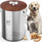 Paw Libero 25 Lbs Stainless Steel Dog Food Storage Container with Airtight Wooden Lid & Ceramic Bone Handle, Large Metal Dog Food Bin for Dogs & Cats, Keep Fresh, Easy to Clean
