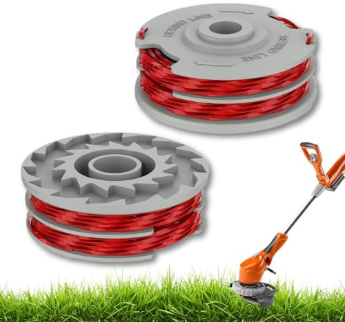AUCANNIO 2Pcs Strimmer Wire Replacement for Flymo FLY021, Standard 1.5mm 36ft Lawn Mower Replacement Spool, Double Line Autofeed Grass Trimmer Wire String and Compatible with Flymo Power/Trim/Mini