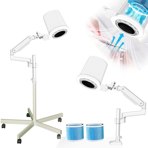2-in-1 Floor & Desk Vacuum Nail Dust Collector,Built-in Dimmable LED Light+2 Reusable Filter,80W Professional Dust Collector for Home Salon Pedicure&Manicure