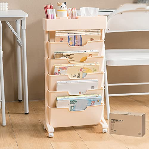 Modernes, freistehendes Bücherregal mit 6 Etagen, multifunktional, dekoratives Aufbewahrungsregal mit Ausstellungsregalen für Zuhause, Schlafzimmer, Wohnzimmer, Büro, hohes schmales Bücherregal in