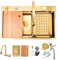 KOOGIDDR Fregadero Dorado Multifuncional de Cocina 68 × 45 cm - Nano Acero Inoxidable, Empotrable Con 5 Agujeros y Accesorios Extraíbles
