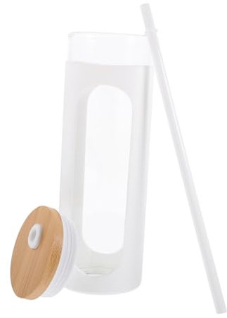 Ciieeo 1 Juego Vidrio Con Botella De Agua De Botella Con Tapa Taza Para Beber Jugo Taza De Agua Con Tapa Vaso Con Tapa Vaso Grande Con Pajita Con Vaso De Pajita Gel De Sílice