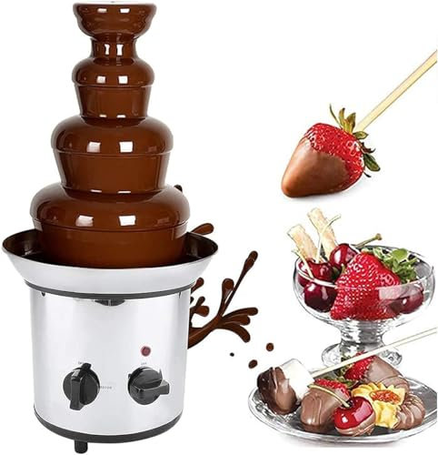 OFNHJK 4-Tier Chocolate Melting Machine, Electric Stainless Steel Chocolate Fountain Machine, Cascading Chocolate Fountain Fondue for Birthday Parties, Weddings, House Parties