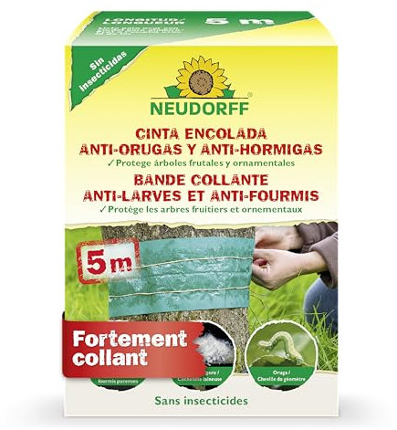 Neudorff Bande Collante Anti-Larves et Anti-Fourmis – Protège les arbres fruitiers et ornementaux contre les nuisibles qui grimpent le long du tronc, 5m