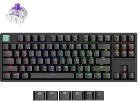 Keychron K8 HE Rapid Trigger Wireless Custom Mechanische Tastatur mit Hall-Effekt Gateron Doppelschienen-Magnetschalter, 2,4 GHz QMK Bluetooth RGB für Mac Windows Linux, USA Layout, Schwarz