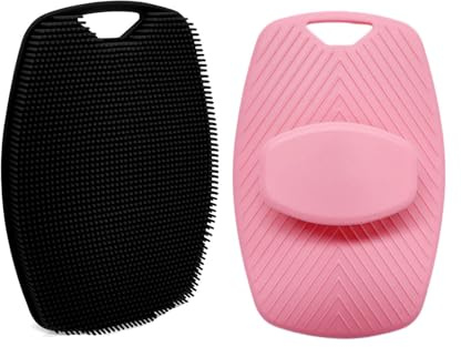 Brosses pour le Corps en Silicone,2 Pièces Épurateur Exfoliant pour le Corps en Silicone,Brosse de Douche,Brosse de Nettoyage de Massage de Bain,Pour Peaux Sensibles,Prise Anti-Dérapante