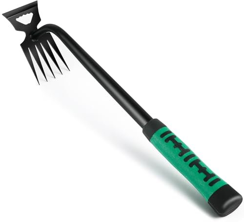 OFFCUP Extractor Malas Hierbas, Desbrozadora Manual 5 Dientes, 1pcs Desmalezador, Herramientas para Eliminar Malas Hierbas Jardineria para Césped, Terrazas y Patios