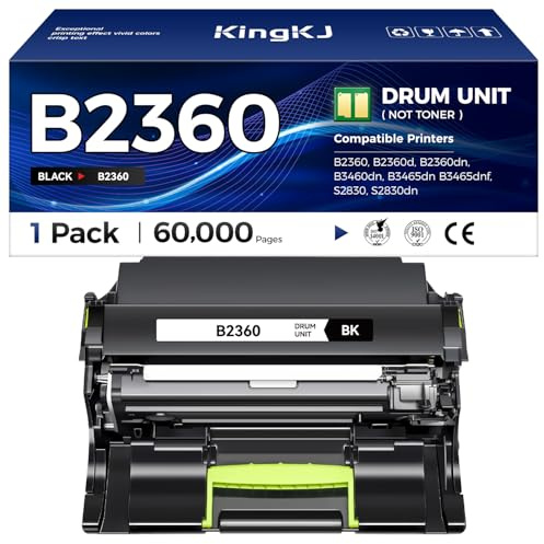 B2360 KVK63 Drum Unit (Not Toner) 1-Pack Replacement for Dell B2360 KVK63 Image-Drum Compatible with Dell B2360 B2360d B2360dn B3460dn B3465dn B3465dnf S2830 S2830dn Laser Printer All-in-One Copier