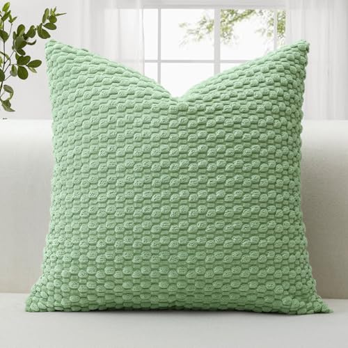 JOTOM 1 Stück Cord Kissenbezüge, 3D Bubble Texture Boho Zierkissenbezug Dekorative Sofakissen Dekokissen Kordsamt Kissenbezug Deko Kissenhülle für Couch Sofa Wohnzimmer (45x45cm, Sage Grün)