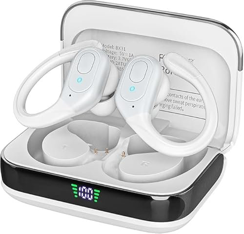 sajawass Wireless Bluetooth Earbuds, 75Hrs Playback, LED Display Charging Case, Ear Hooks, IPX7 Waterproof, Over-Ear Design for Sports, Running, Workout