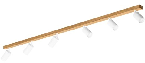 LED Wood Deckenstrahler 6 Flammig Schwenkbar - Handgefertigte Spots Deckenleuchte Modern aus Eiche - Strahler Deckenlampe Holz - GU10 Spotlight Lampe Wohnzimmer (Ohne Glühbirne) - Länge 115 Cm