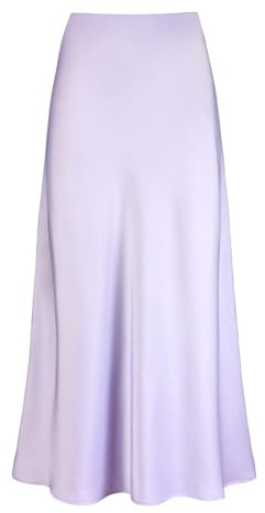 Abito da donna per il tempo libero, in raso, con chiusura lampo, elegante gonna lunga, Lilla, S