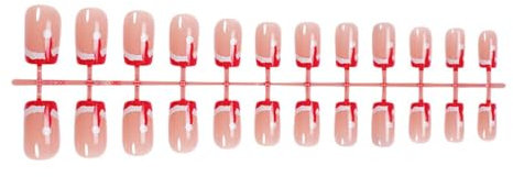 Lot de 24 faux ongles artificiels pour décoration de Noël Motif chapeau de Noël