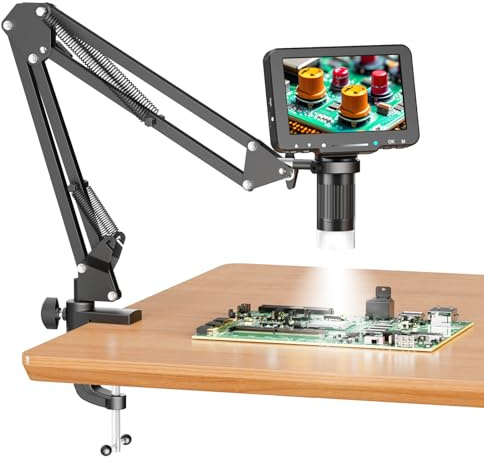 Aikokkl Digitales LCD-Lötmikroskop für PCB-Reparatur mit C-Klemme, 12,7 cm | Für Lötprüfungen und Elektronikreparatur; C-Klemme hält beide Hände frei, und der Bildschirm funktioniert ohne Computer.