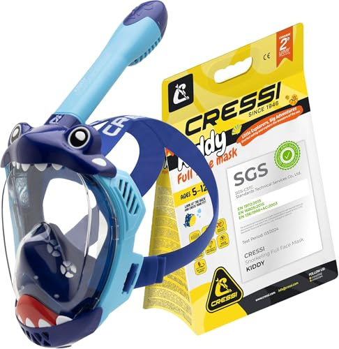 Cressi Kiddy Vollgesichtsmaske, Schnorchelmaske Kinder, Hellblau/Blau/Blau