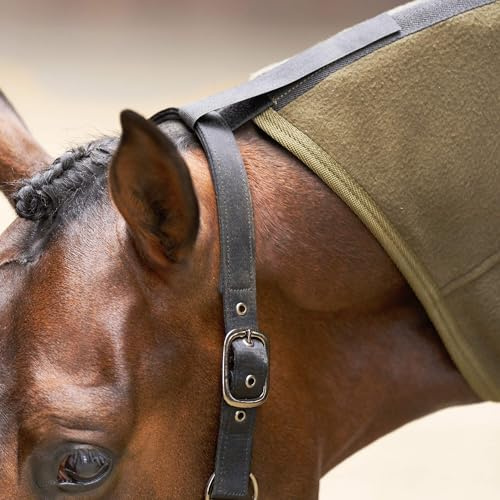 Imperial Riding IRH Fundamental Fleecedecke Halsteil, Polar-Fleece-Stoff, atmungsaktiv & komfortabel, doppeltem Frontverschluss, Kreuzgurten, Pflegeleichte Abschwitzdecke für Pferde, Olivgrün, 125