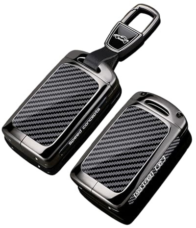 Rondrive 3 Tasten Carbon Textur Schlüsselanhänger Hülle Kompatibel mit Mazda 3 6 CX-5 CX-50 CX-3 CX-30 CX-9 CX-90 Metall & Silikon Autoschlüsselgehäuse Schutzhülle Schwarz
