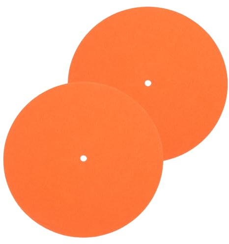 sourcing map 2 tappetini per giradischi, 17,8 cm, in feltro, riduzione delle vibrazioni, per giradischi in vinile, studio di registrazione, arancione