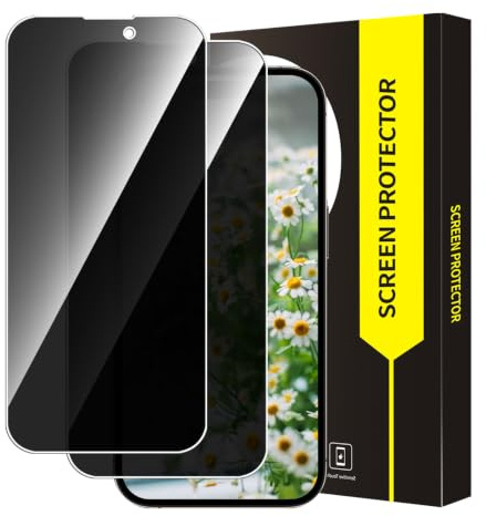 Cable Leader 2 Stück Schutzfolie für Panzerglas für iPhone 15/15 Pro 5G, | Privacy Displayschutz, Sensible Berührungt Sichtschutz, Spy Anti-Spähen Privatsphäre iPhone 15/15 Pro Schutzglas (6,1 Zoll)