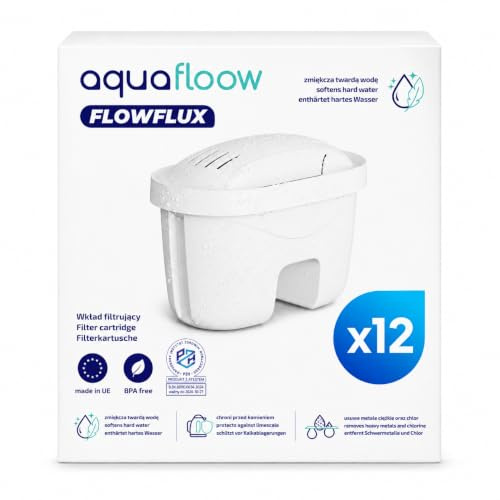 Aquafloow Cartucce Filtro Acqua 12 Pezzi Laica Bi-Flux Brita Maxtra | Riduce Calcare, Cloro e Odori. Carbone Attivo e Resina per Acqua più Pulita e dal Gusto Migliore