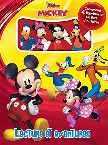 Disney Junior Mickey Lecture et Aventures - Livres d'activités pour Enfants, Livre illustré de 12 Pages, 4 Figurines