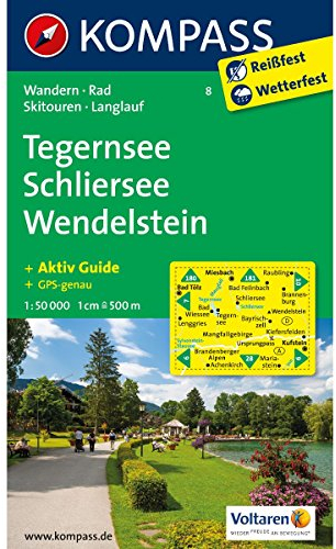 Tegernsee - Schliersee - Wendelstein: Wanderkarte mit Aktiv Guide, Radwegen, Skitouren und Loipen. GPS-genau. 1:50000 (KOMPASS Wanderkarte, Band 8)