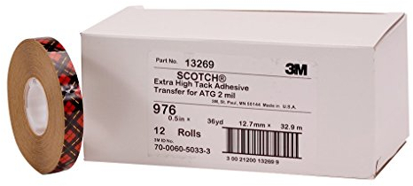 3M 976 ATG Klebstoff-Film, hohe Klebekraft, für Kunststoffe wie PE, PP, 6 mm x 55 m, Transparent (48-er Pack)