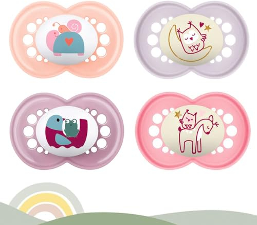 MAM Original Schnuller //Skin Soft Silikon // My Girl // Schnuller 6-16 // 4er Set // inkl. 2 Sterilisiertrasportboxen