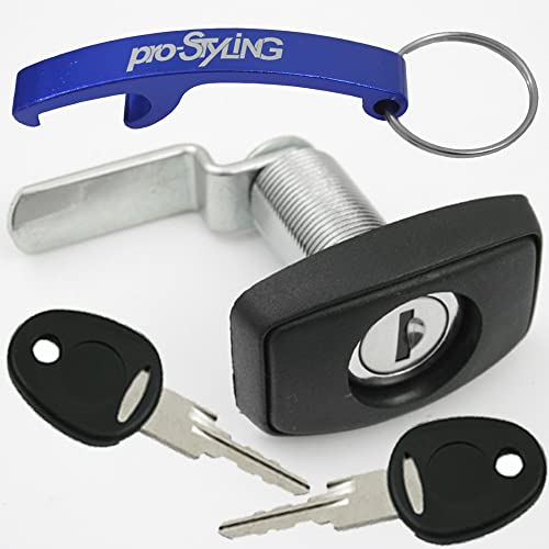 Lucchetto a scatto con sportello a gas, per roulotte, camper, caravan, nero, 56 x 38 mm, in set con portachiavi pro-Styling