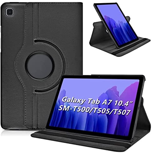 KATUMO Hülle für Samsung Galaxy Tab A7 10.4 Zoll 2022/2020 (SM-T500/T505 / T507) Tablet Hülle mit 360° Rotation Ultra Dünn Standfunktion Schutzhülle Leder Book Cover Case, Schwarz